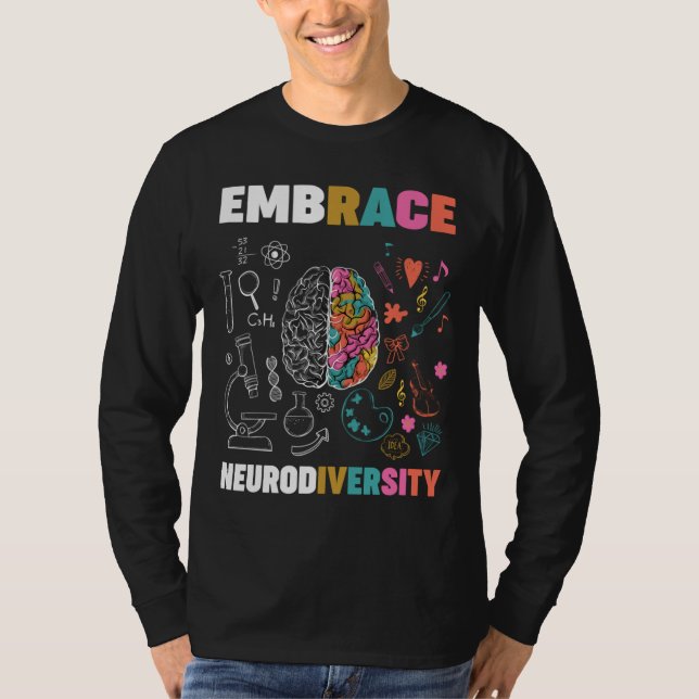 T-shirt Embrace Neurodiversity Brain Embrace Adhd Autism A (Devant)