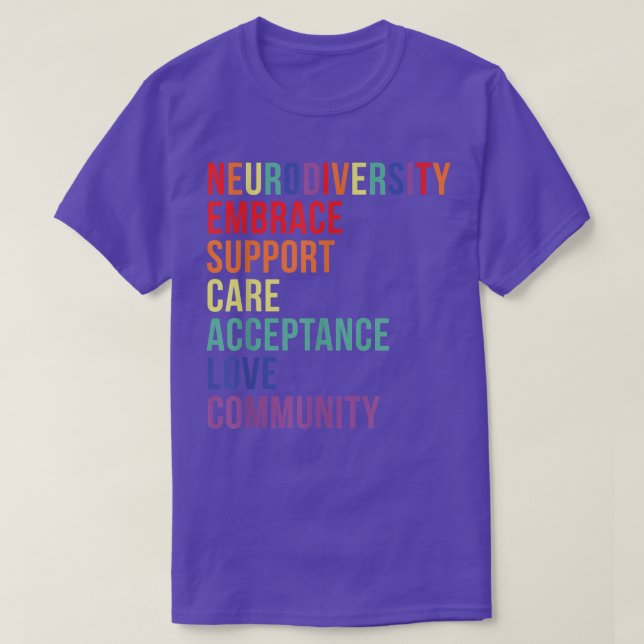 T-shirt Embrace Support Neurodiversity Brain ADHD Autism A (Design devant)