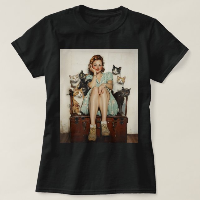 T-shirt Embracer les Vibes de Lady Cat Retro Crazy (Design devant)