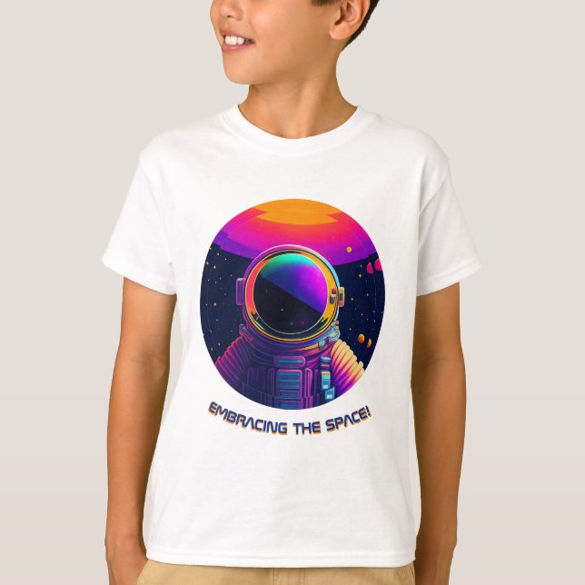 T-shirt Embracer l'espace blanc chemise pour enfants (Devant)