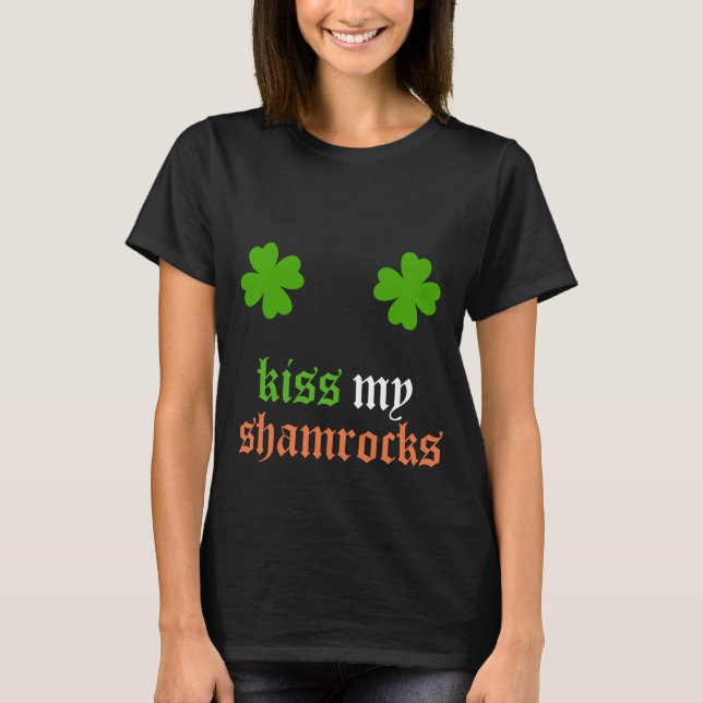 T-shirt Embrasse ma Saint Patrick shamrock (Devant)