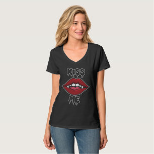 T-shirt Embrasse-moi Dracula Femme Bouche pour la nuit d'h