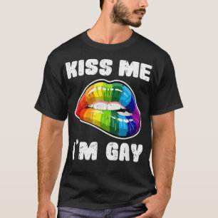 T-shirt Embrasse-moi Im gay LGBTQ - lèvres arc-en-ciel _1