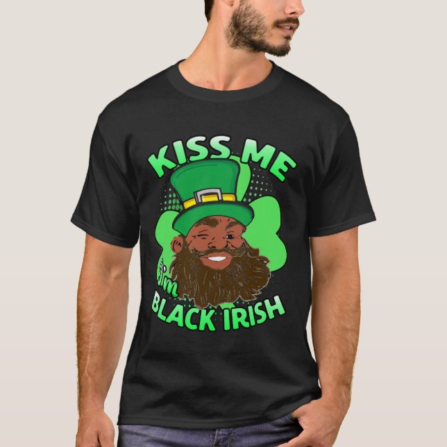 T-shirt Embrasse-moi Je suis Black Irish Leprechaun (Devant)