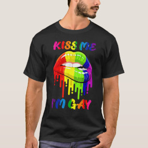 T-shirt Embrasse-moi Je suis Gay Lgbt Pride Rainbow Lips