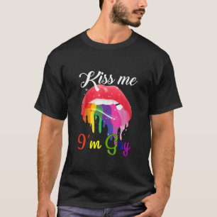 T-shirt Embrasse-moi Je suis gay LGBT Pride Rainbow Lips