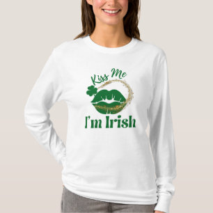 T-shirt Embrasse-moi Je suis Irlandaise Lèvres et femme Sh