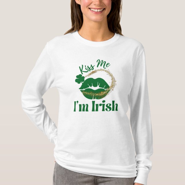 T-shirt Embrasse-moi Je suis Irlandaise Lèvres et femme Sh (Devant)
