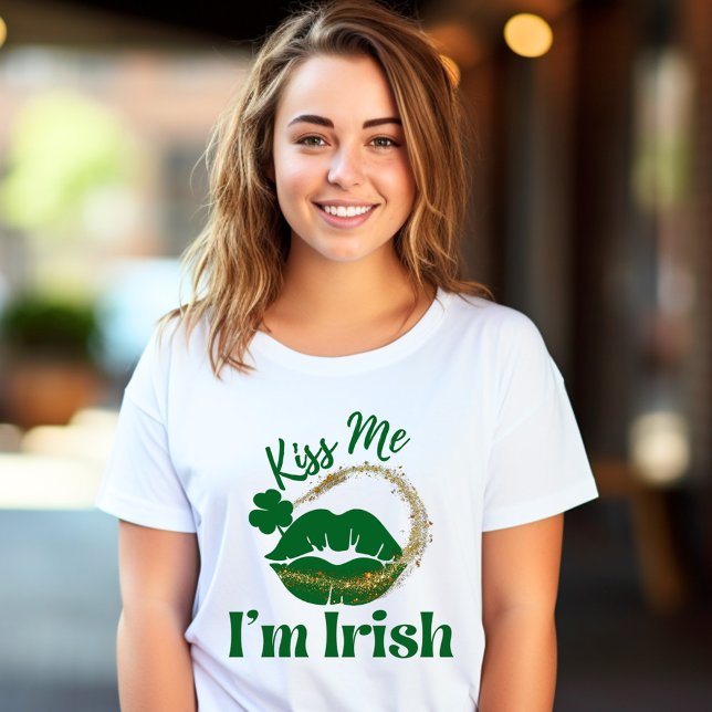 T-shirt Embrasse-moi Je suis Irlandaise Lèvres et femme Sh (Créateur téléchargé)