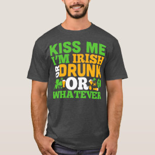 T-shirt Embrasse-moi, je suis ivre, irlandais ou blanc