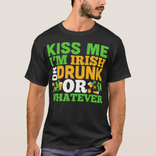 T-shirt Embrasse-moi, je suis ivre, irlandais ou blanc