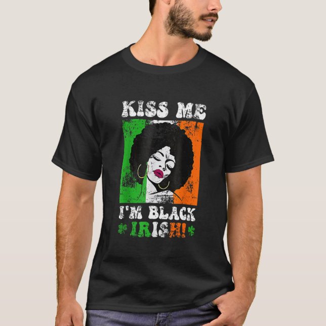 T-shirt Embrasse-moi Je suis Noir Irlandais Jour de la Sai (Devant)