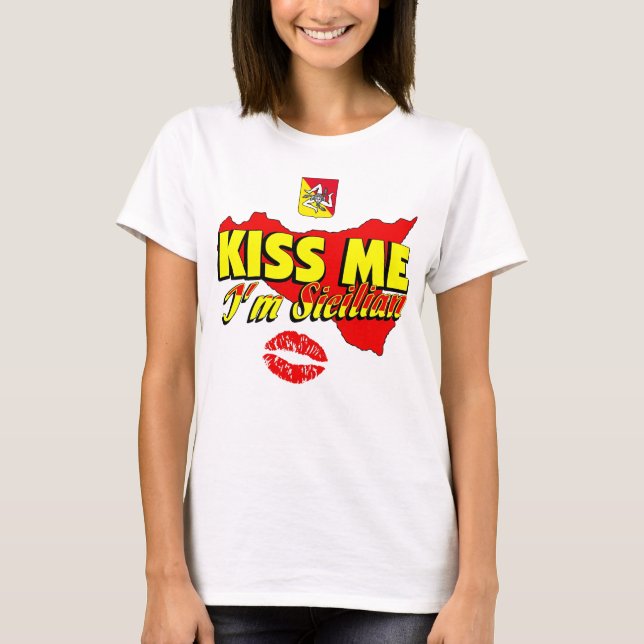 T-shirt Embrasse-moi Je suis sicilien (Devant)