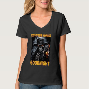 T-shirt Embrasse tes Hommes Bonne nuit Cringe Squelette