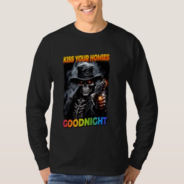 T-shirt Embrasse tes Hommes Bonne nuit Cringe Squelette 1 (Devant)