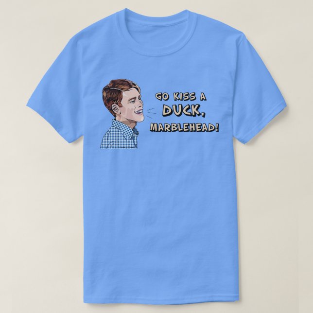 T-shirt Embrasse-toi sur une tête de marbre de canard (Design devant)