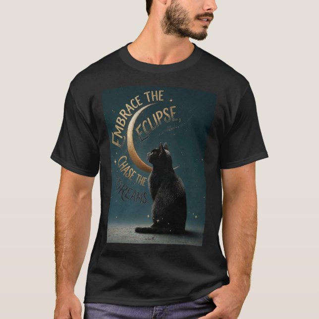 T-shirt "Embrasser l'éclipse" Illustration de chat céleste (Devant)