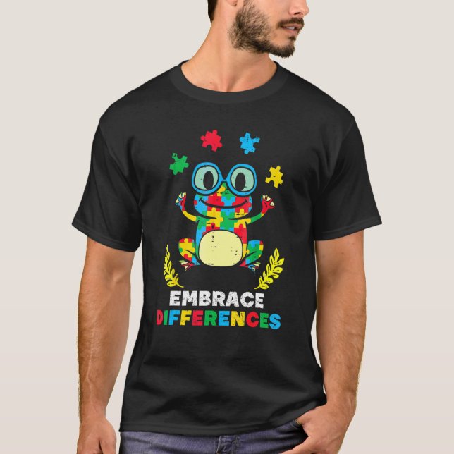 T-shirt Embrasser les Différences Puzzle Grenouille Journé (Devant)