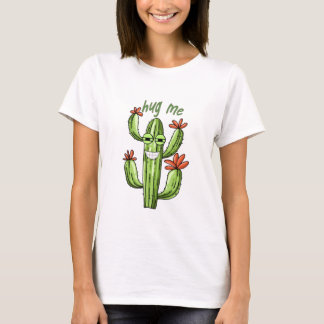 T-shirt embrasser moi drôle cactus
