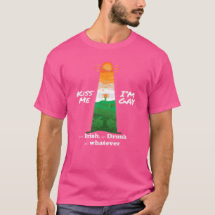 T-shirt Embrassez-Moi Je Suis Gay Ou Irlandais Ou Ivre Fem