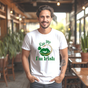 T-shirt Embrassez-Moi Je Suis Irlandais Lèvres Et Trèfle H