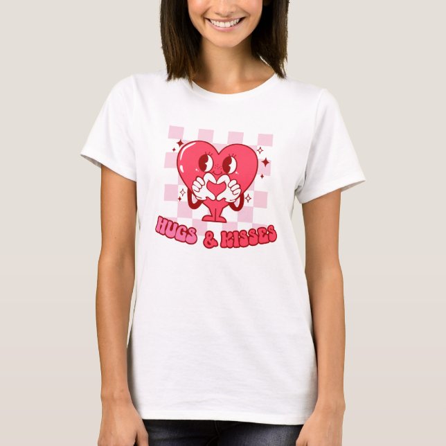 T-shirt Embrous et baisers | Aimer le coeur rose mignon (Devant)