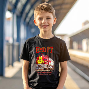 T-shirt EMD F7 Santa Fe Warbonnet avec drapeau américain.