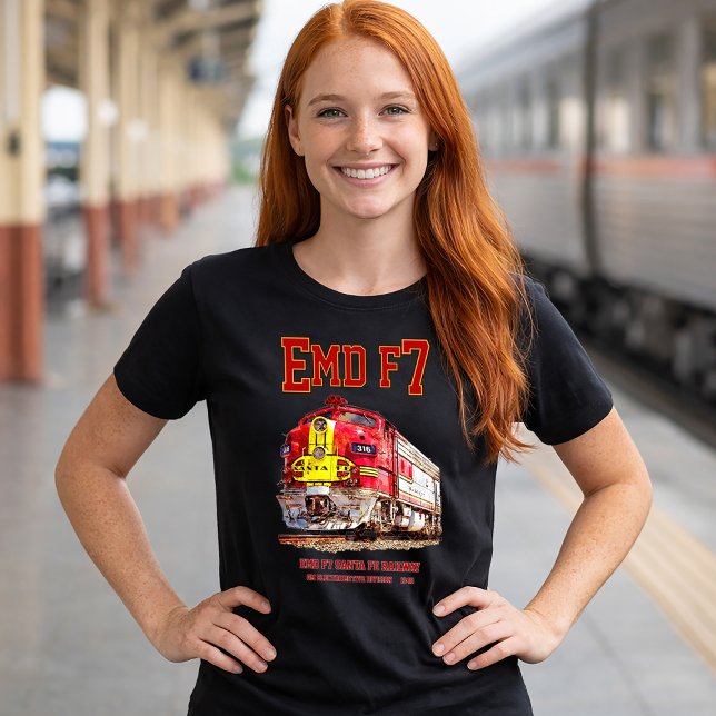 T-shirt EMD F7 Santa Fe Warbonnet Diesel Locomotive. (EMD F7 Santa Fe Warbonnet Diesel Locomotive. Womens Basic T-Shirt)