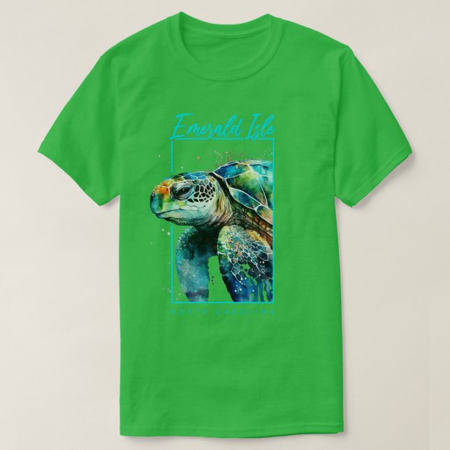 T-shirt Emerald Isle Caroline du Nord Aquarelle Tortue de  (Design devant)