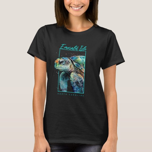 T-shirt Emerald Isle NC Souvenir Sea Turtle Portrait (Devant)