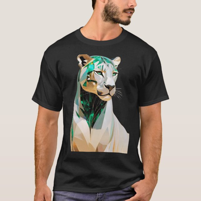 T-shirt Emerald Lioness Luxury Geometric Animal Art (Devant)