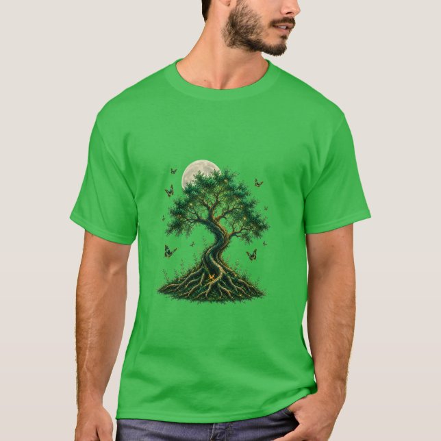 T-shirt emerald magic tree green t shirt (Devant)