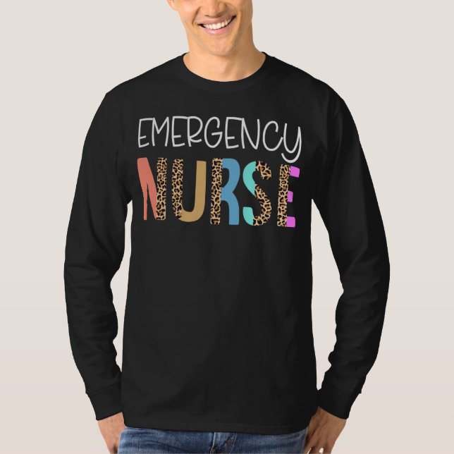 T-shirt Emergency Nurse Bohemian Cheetah Leopard Print Pat (Devant)