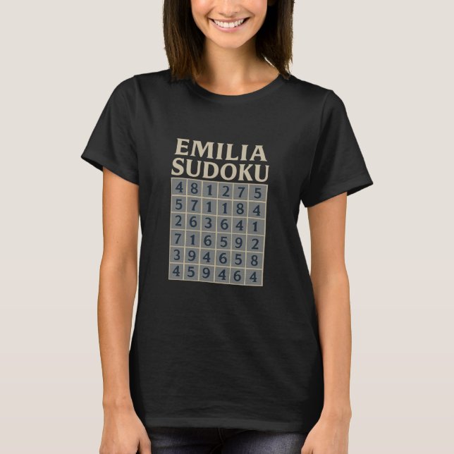 T-shirt EMILIA Sudoku Puzzle – Personalized Logic Tee (Devant)