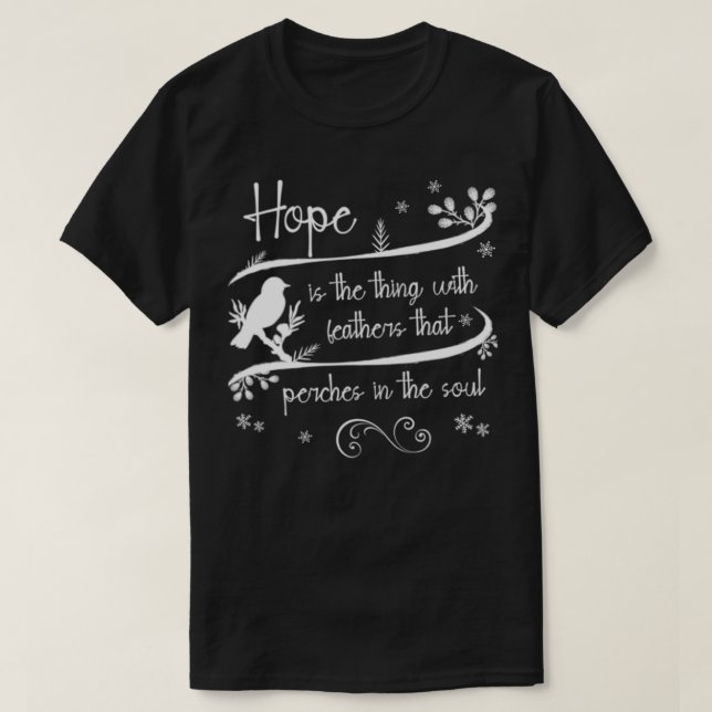 T-shirt Emily Dickinson L'espoir est la chose avec des plu (Design devant)