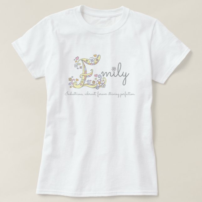 T-shirt Emily Girls nom signifiant Coeurs E monogram (Design devant)