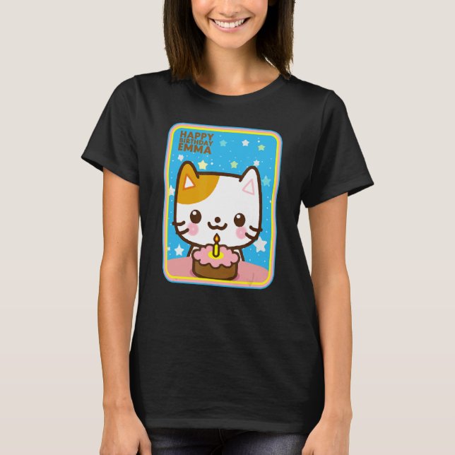 T-shirt Emma Anniversaire Kitten Chat Cute Kitty Vous Aime (Devant)