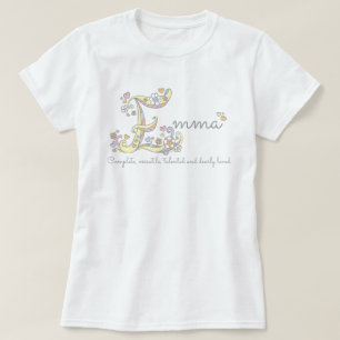 T-shirt Emma Girls nom signifiant Coeurs E monogram