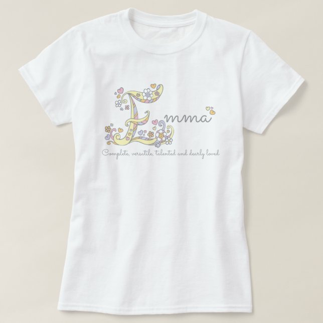 T-shirt Emma Girls nom signifiant Coeurs E monogram (Design devant)