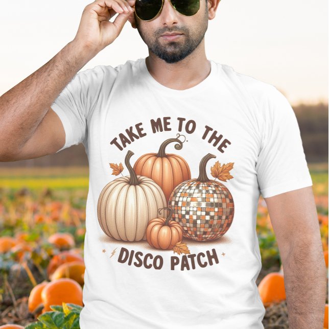 T-shirt Emmène-moi au Patch Disco Drôle Citrouille d'Autom (Take me to the Disco Patch watercolor fall men's T-Shirt)
