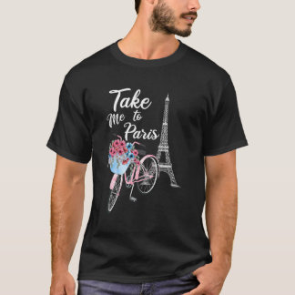 T-shirt Emmenez-Moi À Paris France Floral Minimal Eiffel T