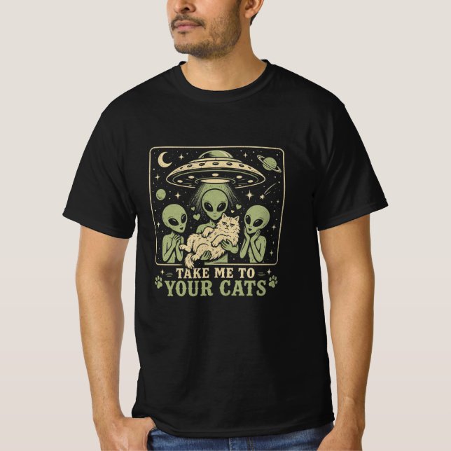 T-shirt Emmenez-Moi Vers Vos Chats Douce Abduction Alien - (Devant)