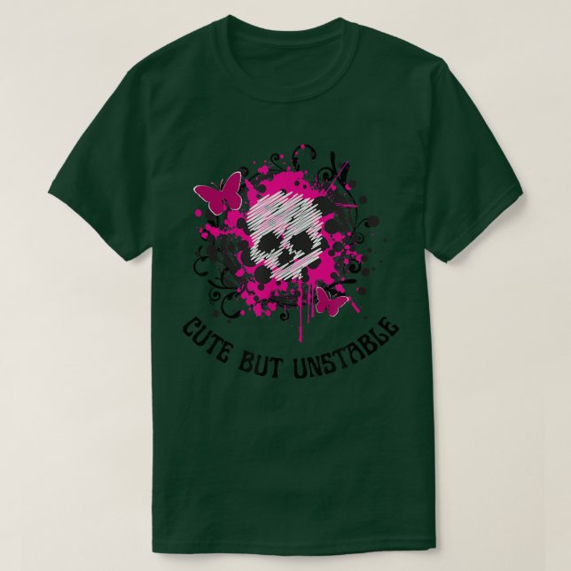 T-shirt Emo et Goth Drôle mignon mais instable Butterfl ro (Design devant)
