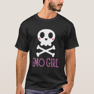 T-shirt Emo Girl Crâne rose avec Cravate Bow Emo Goth Emot