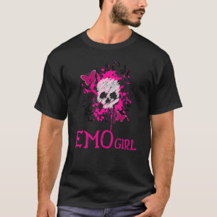 T-shirt Emo Girl Pink Crâne Emo Goth Musique Ados émotionn
