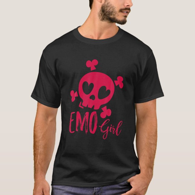 T-shirt Emo Girl Pink Crâne Emo Goth Musique Ados Émotionn (Devant)