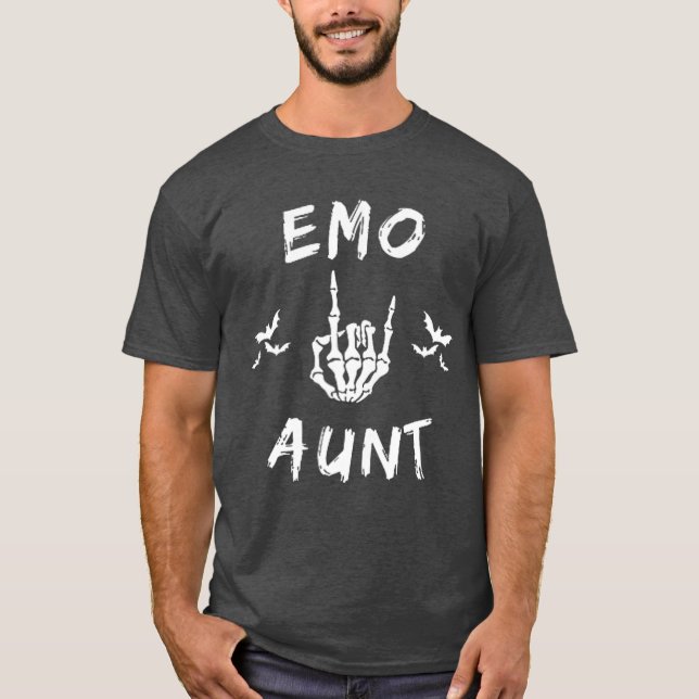 T-shirt Emo Tante cool Emo tante Goth Punk squelette main  (Devant)