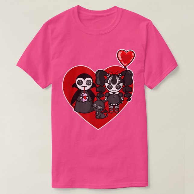 T-shirt Emo Valentine's Day Goth Valentine Kawaii Vampire (Design devant)