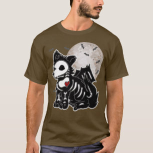 T-shirt Emo Wolf Squelette Pleine lune Anime Goth Aesthéti