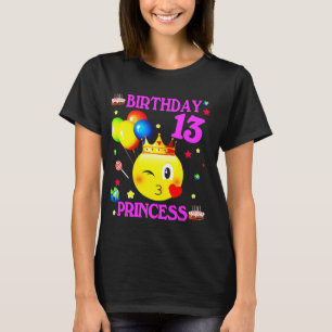 T-shirt Emoji 13 ans 13e anniversaire Princesse Girl